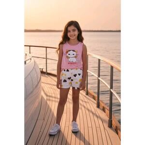 Girls Short Sets Lot Of 6 Each Set Have Different Graphics Size 2T